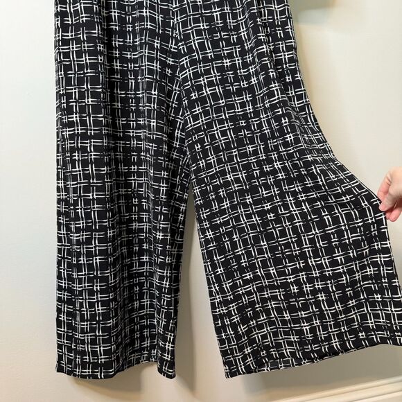 London Style Collection Black White Grid Print Tie Back Jumpsuit size 14‎ Large - Picture 5 of 11